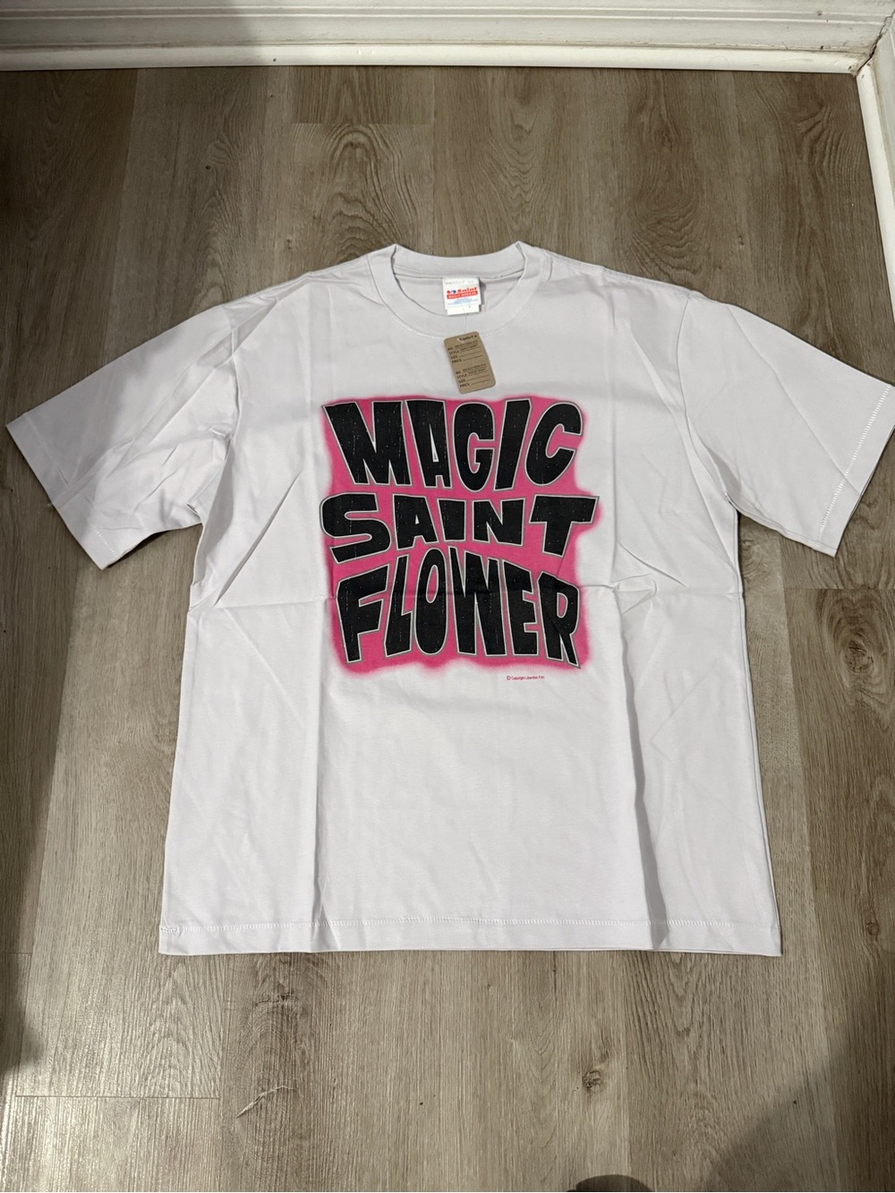Saint Michael - Magic Saint Flower Graphic Short Sleeve T-Shirt - White/Pink